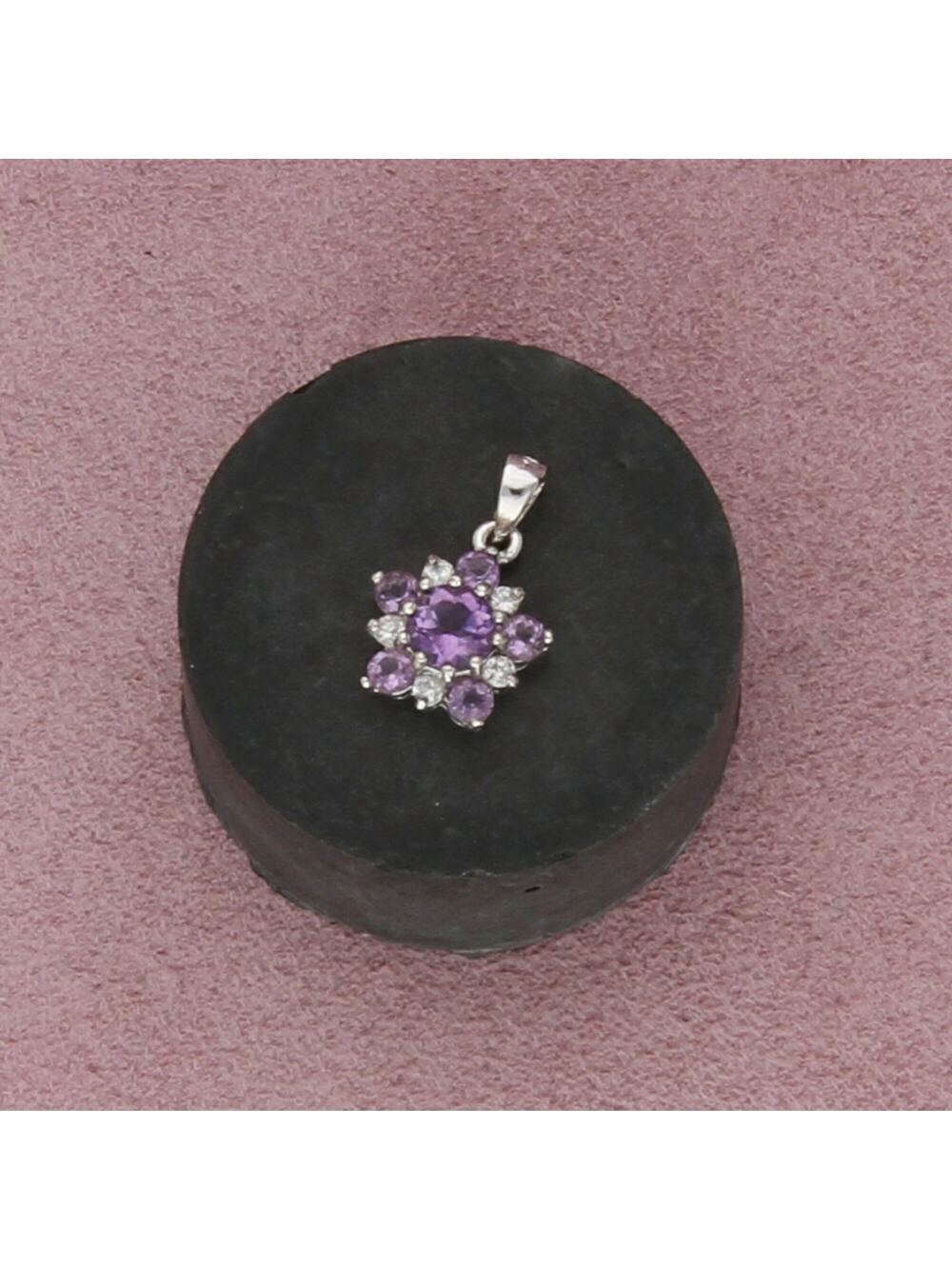sterling silver amethyst flower pendant